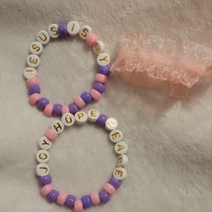 Faith Bracelet Jesus is my Joy Hope Peace Pony Beads Kandi Bracelet